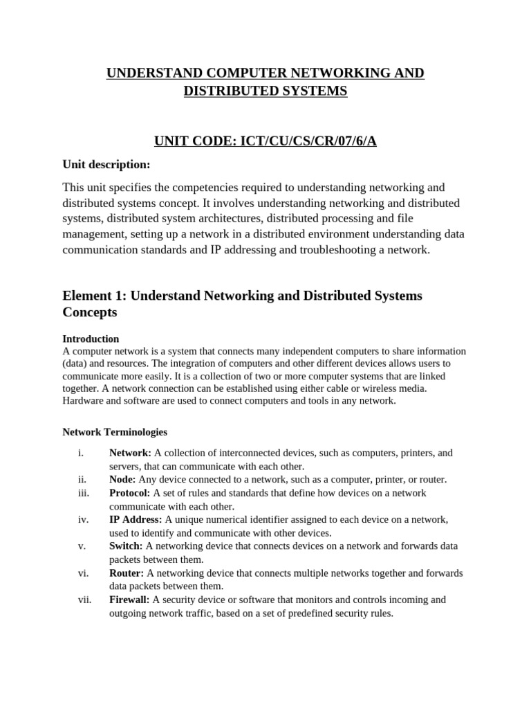 Networking and Distributed Systems Guide | PDF | Network Topology ...