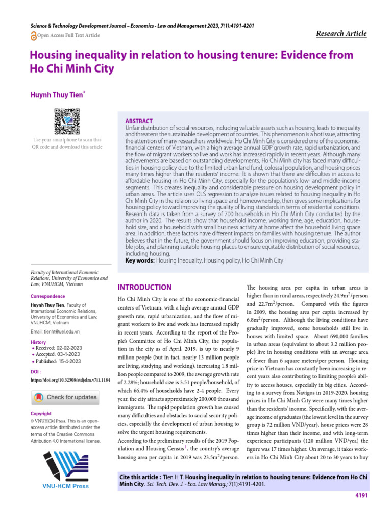 Housing Inequality in Ho Chi Minh City | PDF | Regression Analysis ...