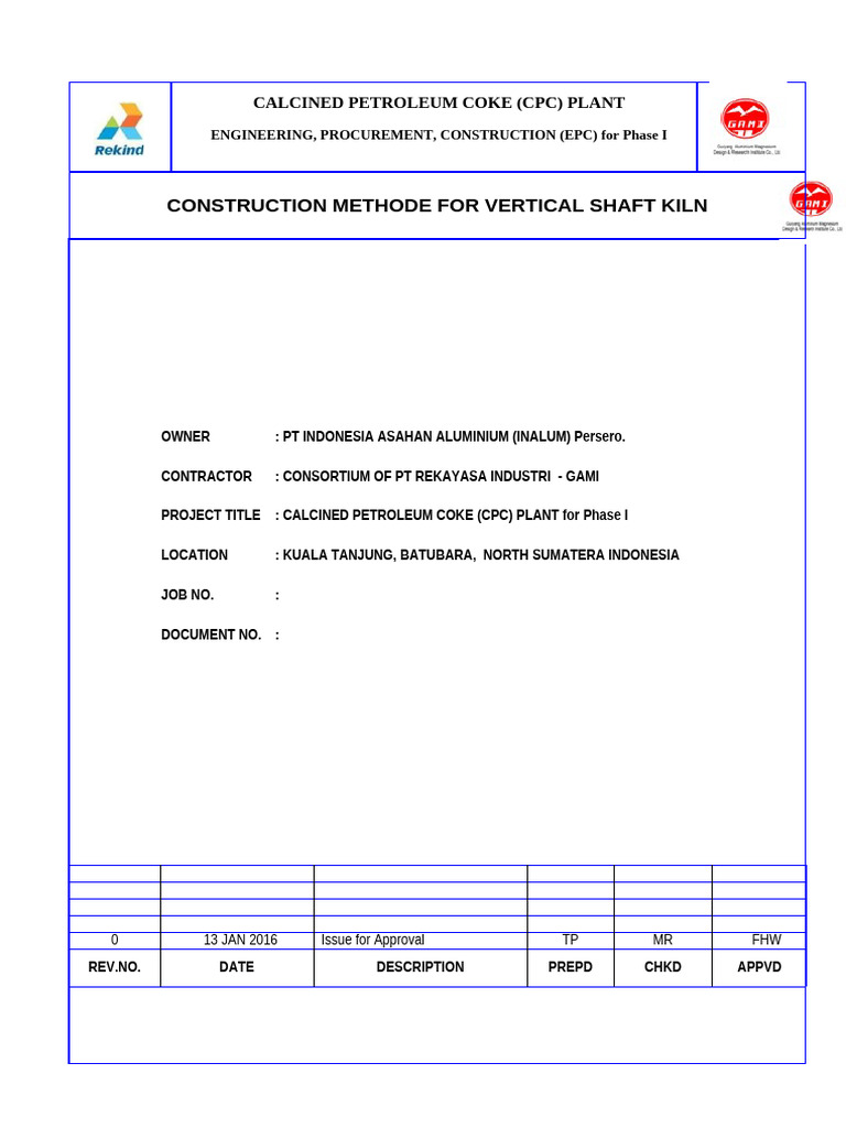 CPC For Phase I, Construction Methode For Vertical Shaft Kiln2 | PDF ...