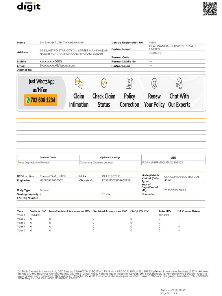 Go Digit Two-Wheeler Insurance Policy | PDF | Insurance | Driver's License