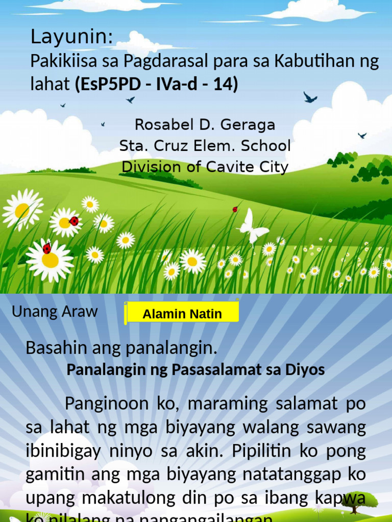 ESP 5 PPT Q4 W2 - Day 1-5 - Pakikiisa Sa Pagdarasal para Sa Kabutihan ...