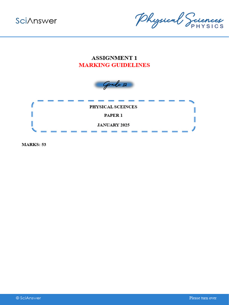 Assignment 1 - Marking guidelines | PDF | Momentum | Force