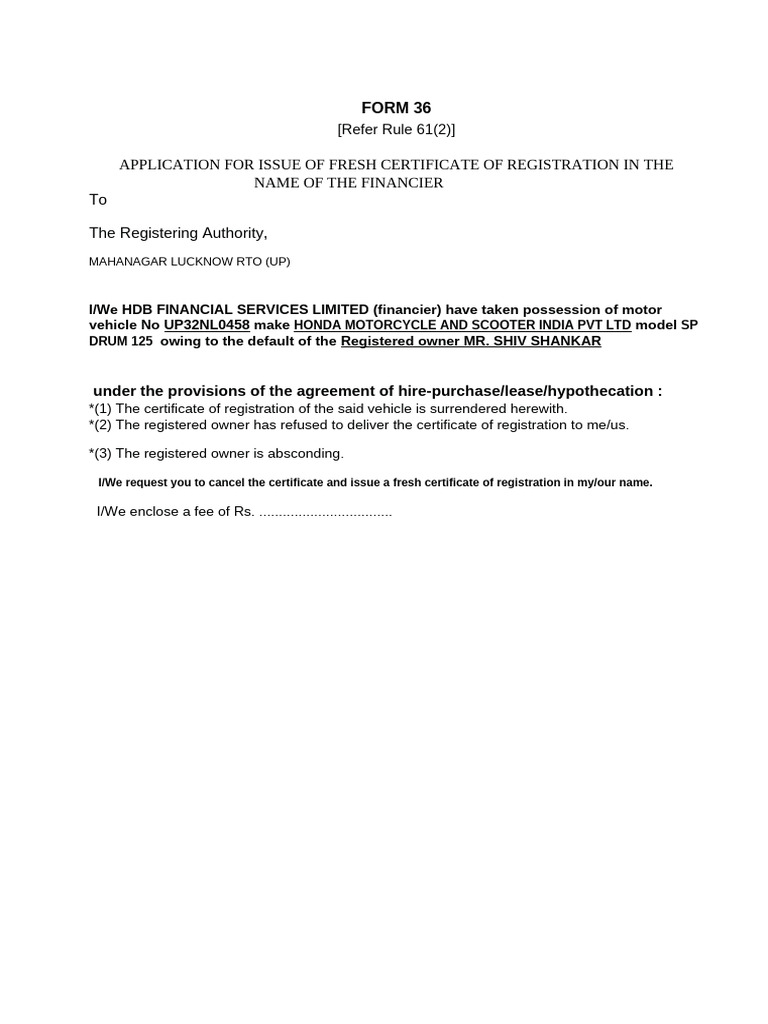 Form-36 ML0458 | PDF