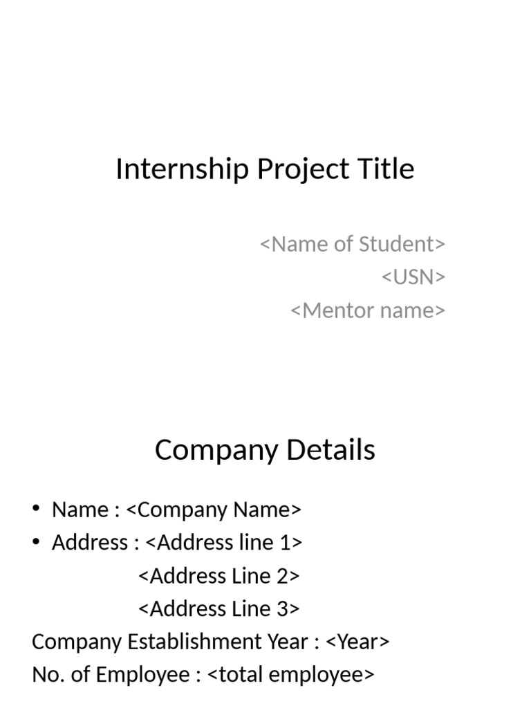 Internship Project Overview and Details | PDF