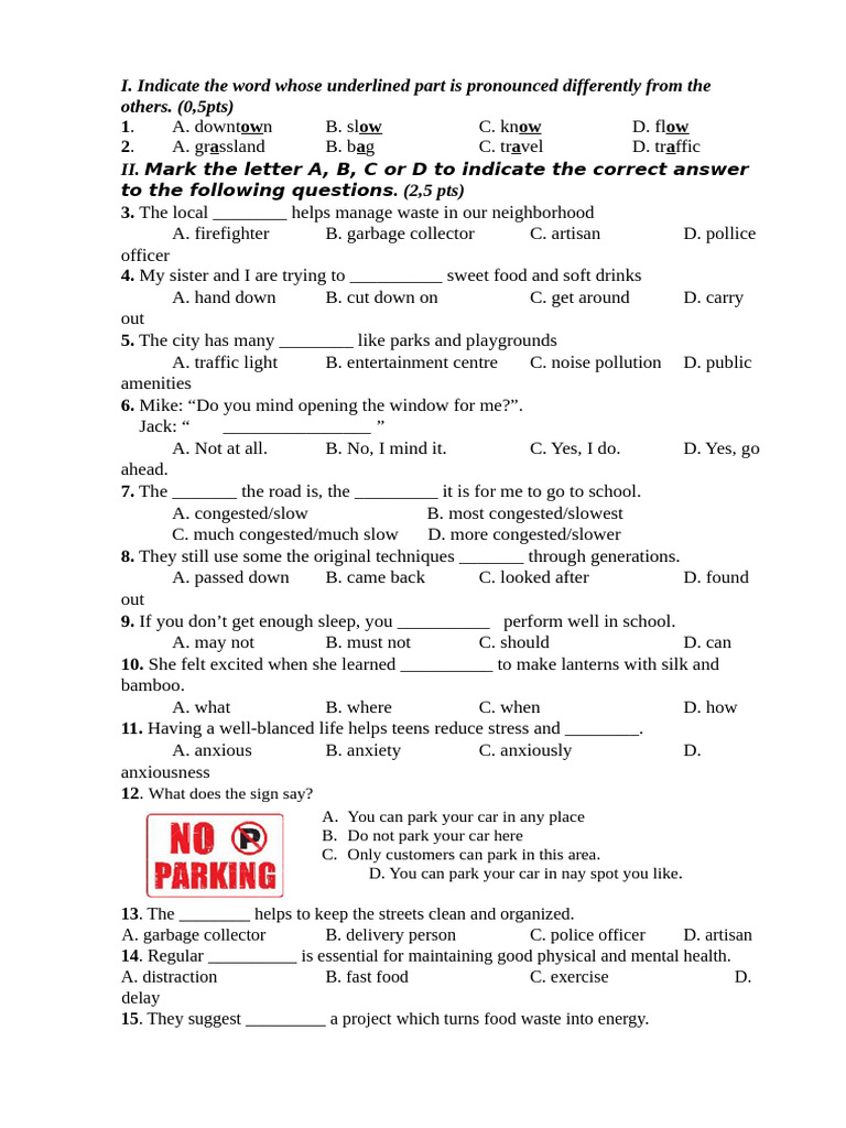 English Language Practice Test | PDF