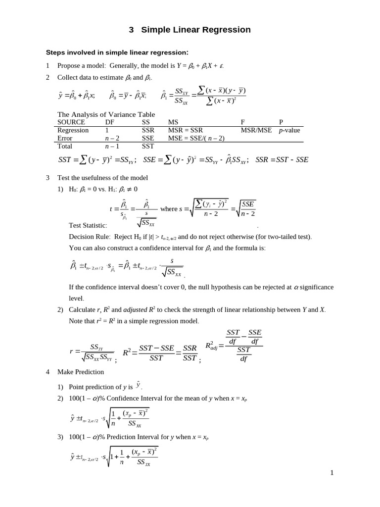 Simple Linear Regression Analysis Guide | PDF | Regression Analysis ...