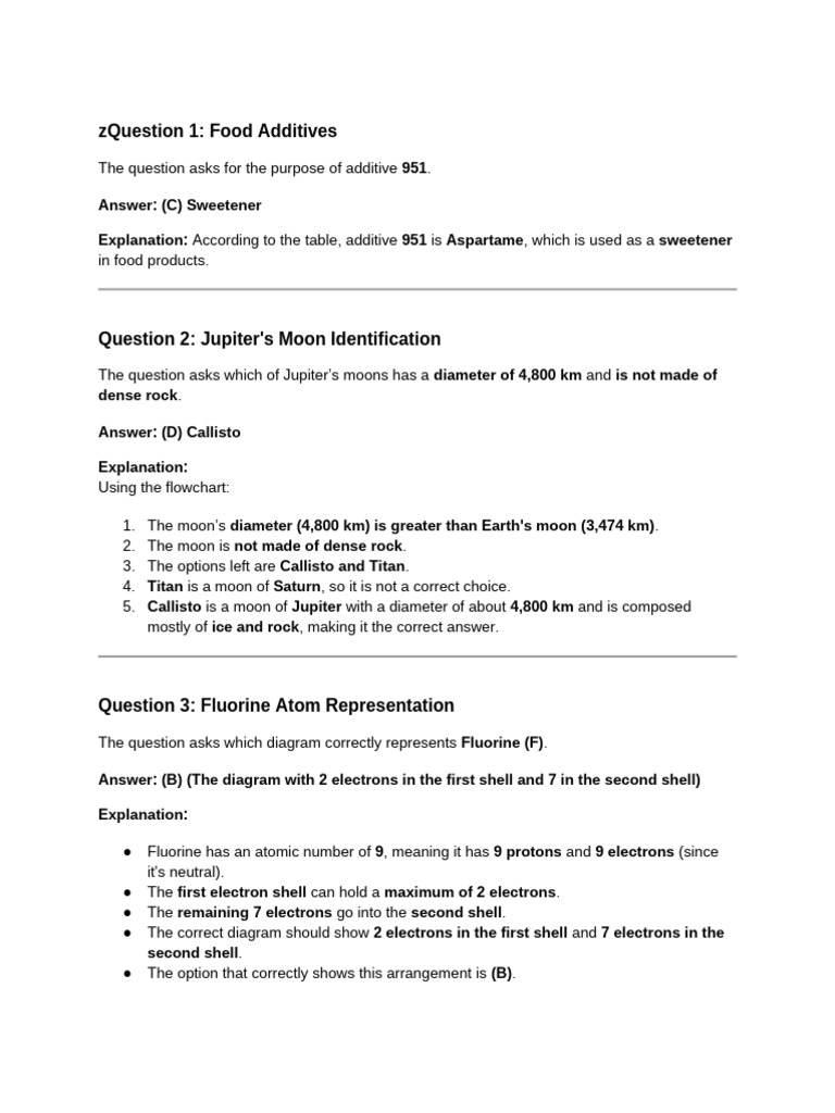 Food Additives and Science Questions | PDF | Magenta | Cyan