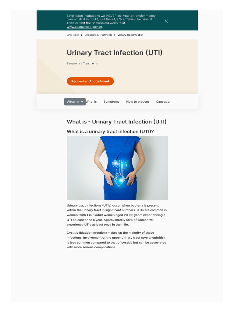 Urinary Tract Infection - Symptoms & Treatments - SingHealth | PDF ...