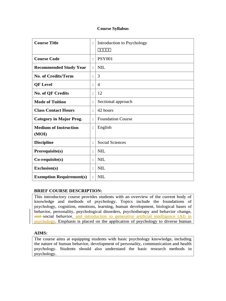 Introduction to Psychology Course Overview | PDF | Psychology | Learning
