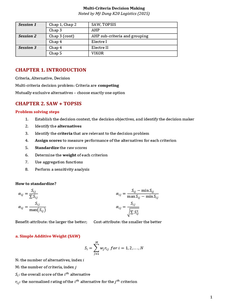 Multi-Criteria Decision Making Techniques | PDF | Mathematical Analysis ...