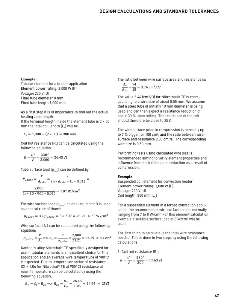 Wire Surface Design Load Calculations | PDF | Inductor | Electricity