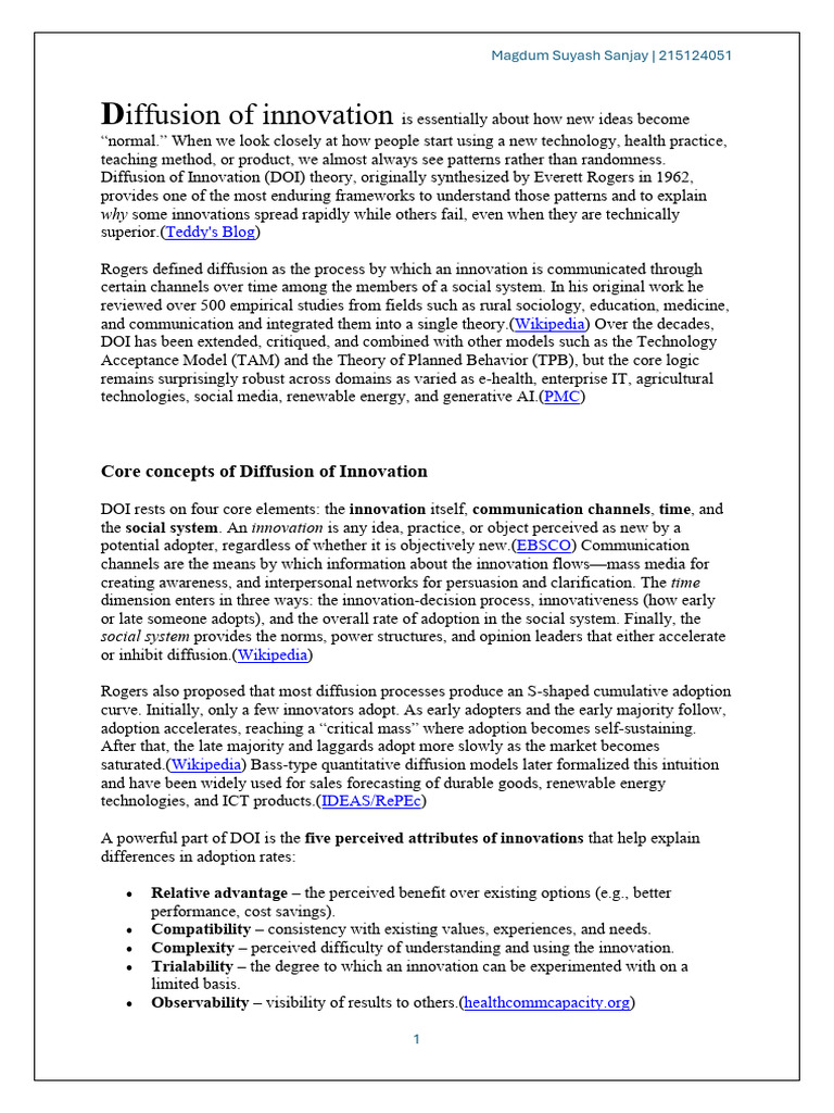 Understanding Diffusion of Innovation Theory | PDF | Innovation