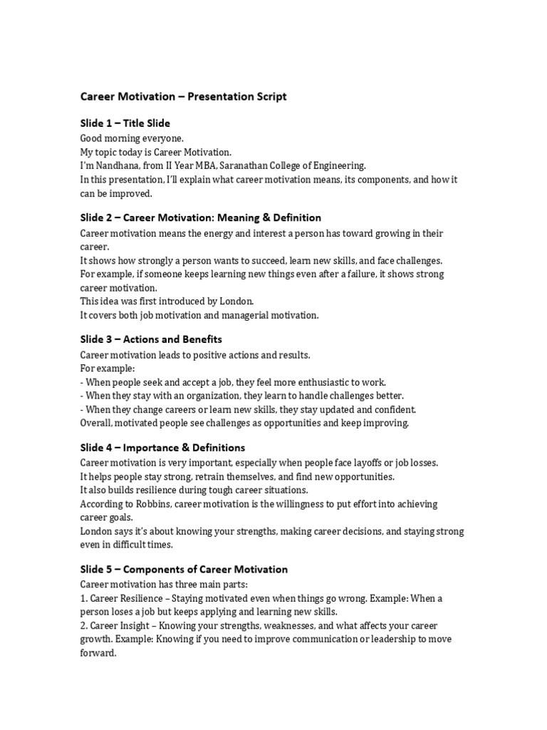 Understanding Career Motivation Strategies | PDF | Motivational ...