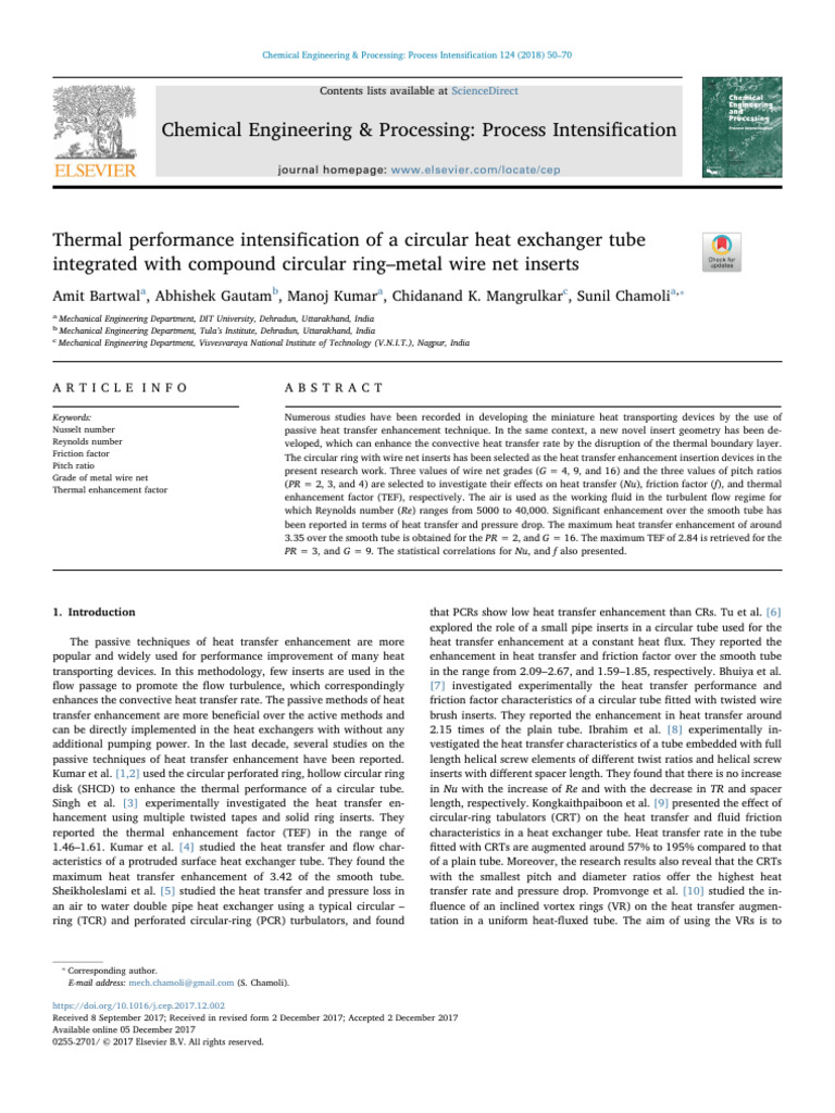 001 - Thermal Performance Intensification of A Circular Heat Exchanger ...