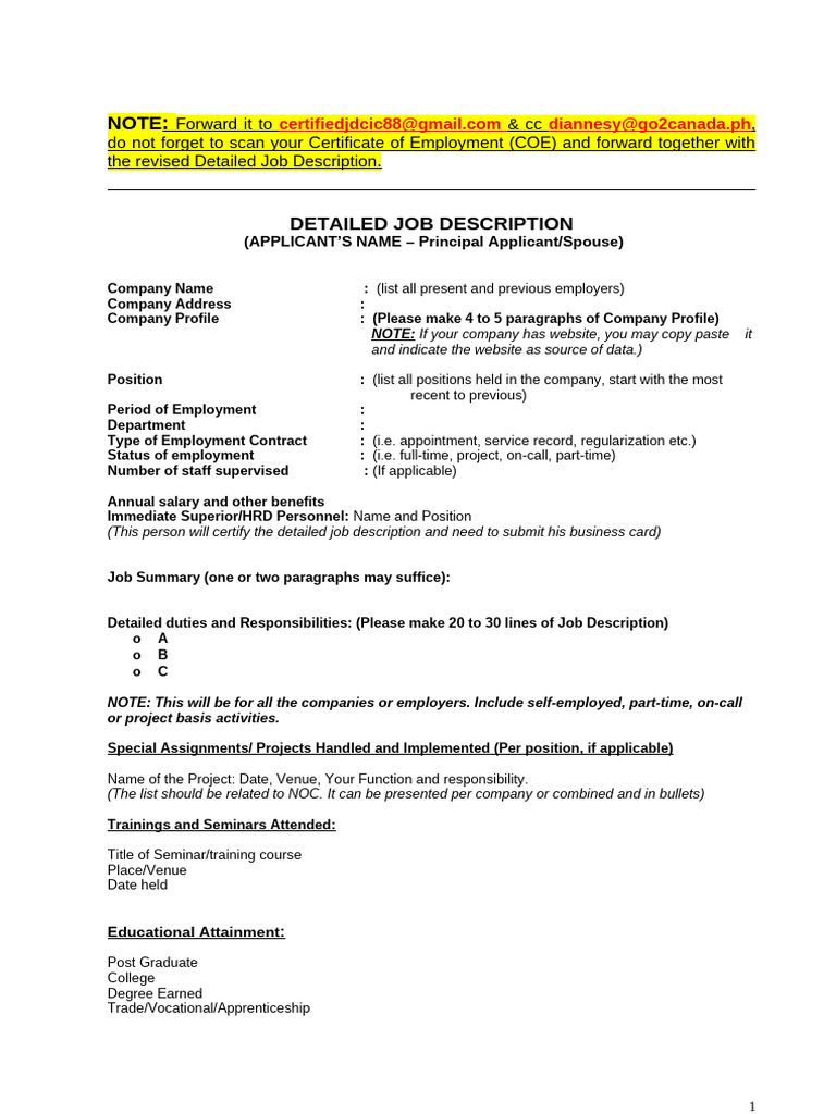 Detailed Job Description Submission Guide | PDF | International English ...