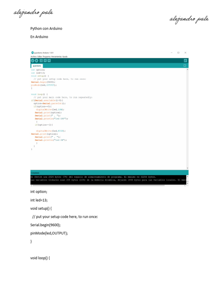 Python Con Arduino Prender y Apagar Un Led Firm | PDF