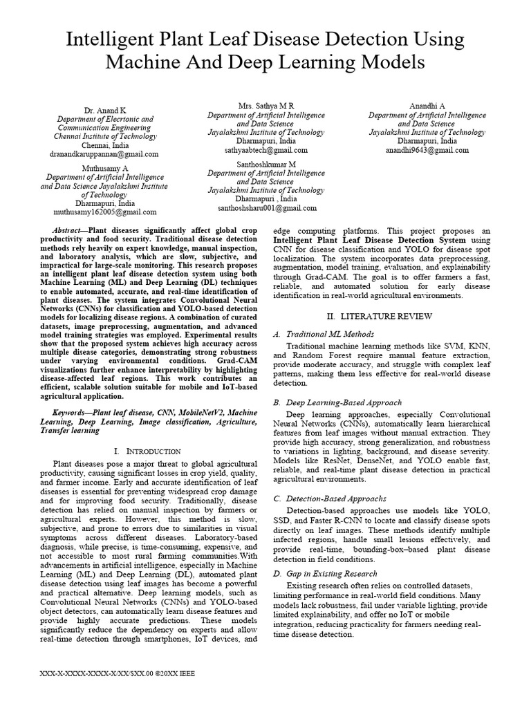 Intelligent Leaf Disease Detection System | PDF | Deep Learning ...