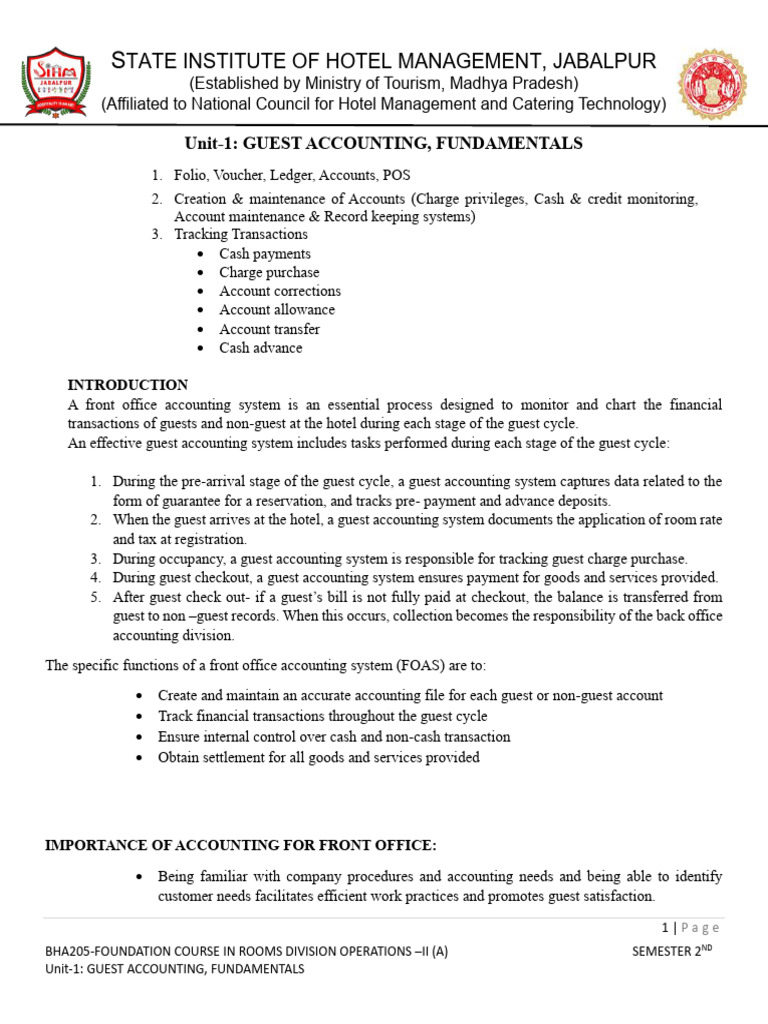 Guest Accounting in Hotel Management | PDF | Point Of Sale | Credit Card