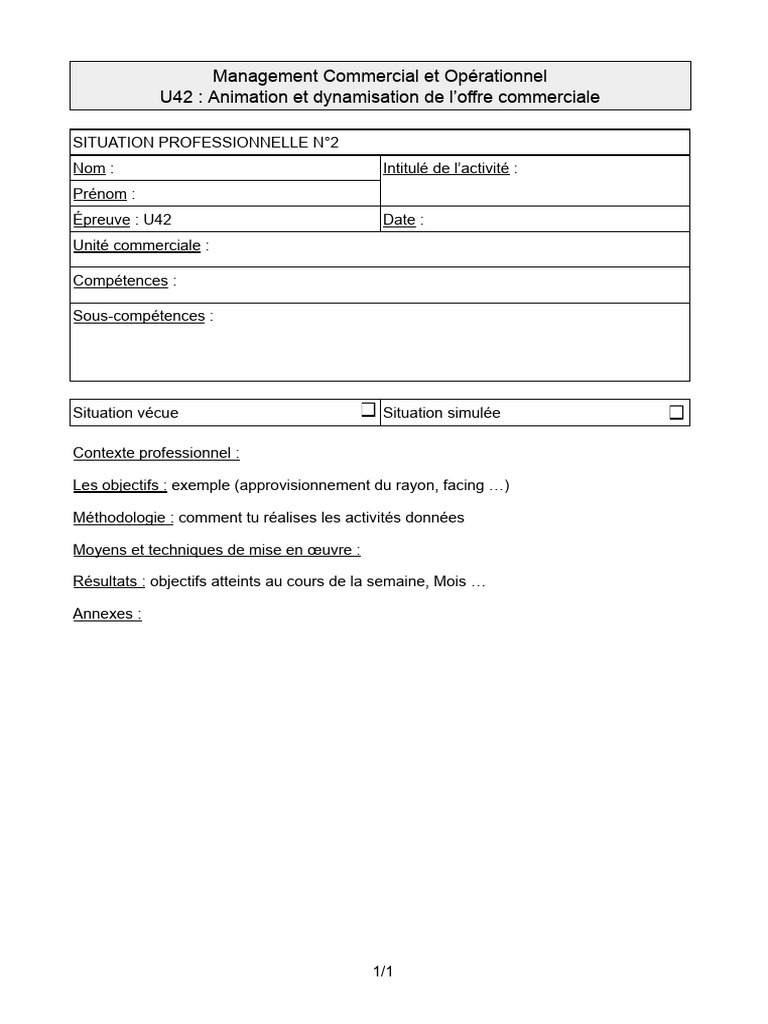 Animation de l'offre commerciale U42 | PDF