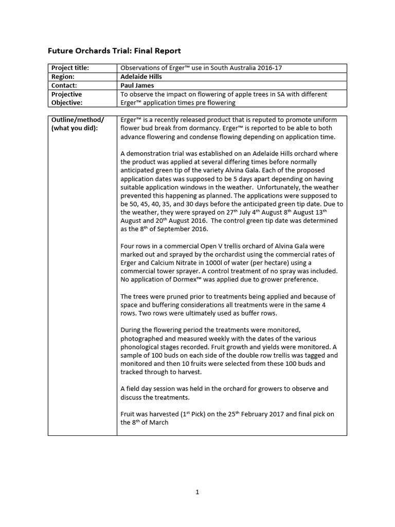 SA Erger Trial Final Report | PDF | Orange (Fruit)