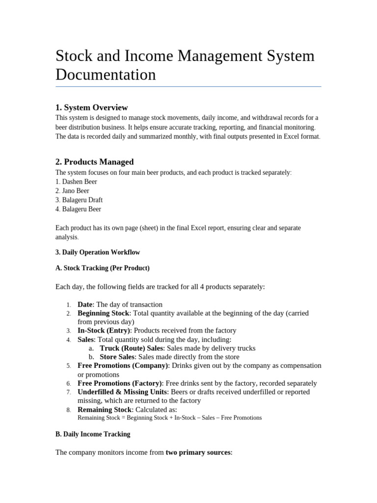 Beer Distribution Stock Management System | PDF | Receipt | Expense