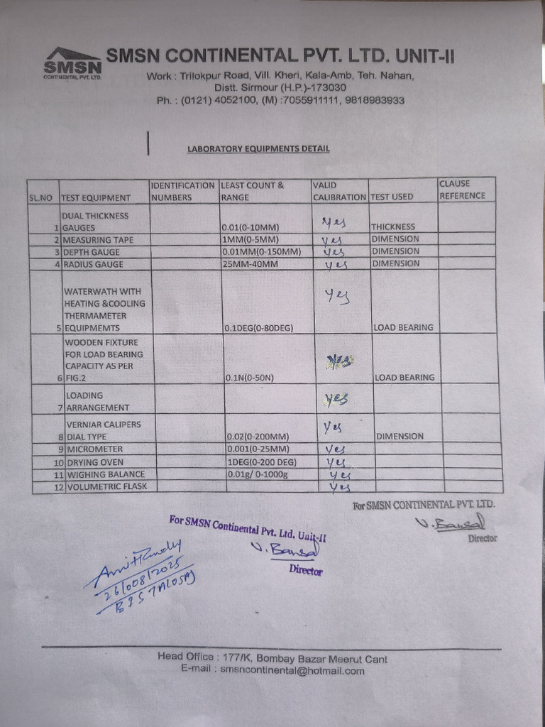 Laboratory Equipment Specifications | PDF
