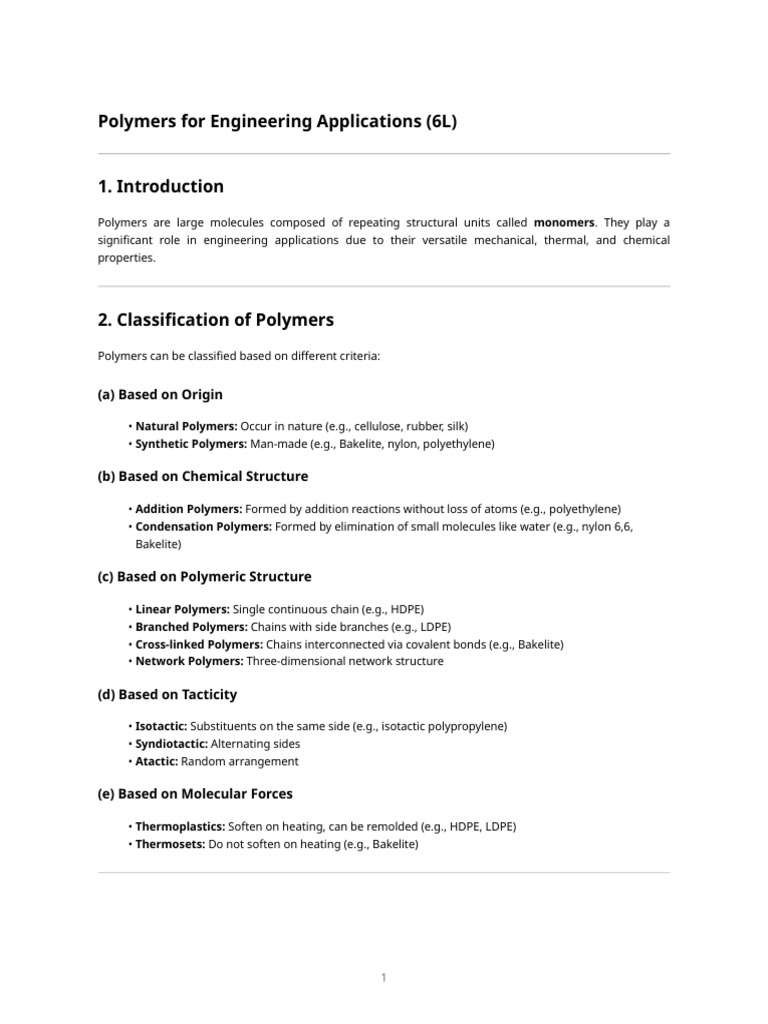 Polymers in Engineering Applications | PDF | Polymers | Polyethylene