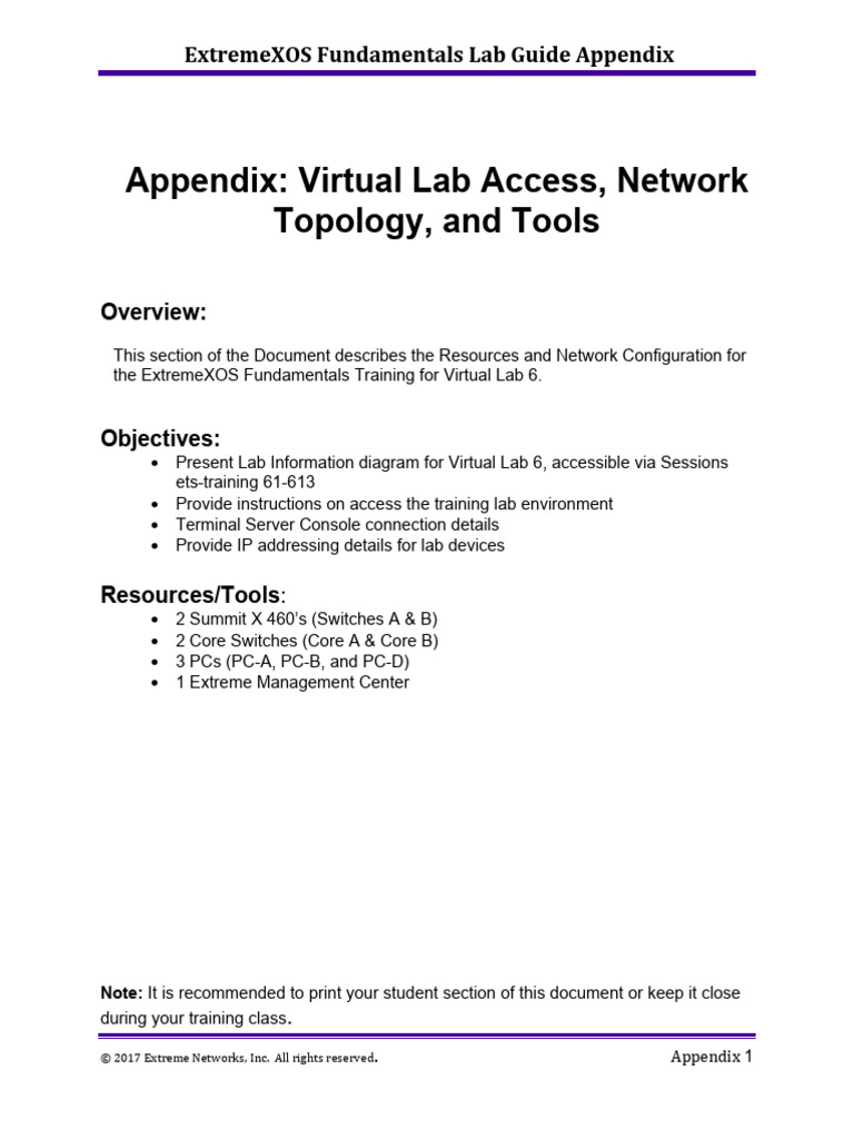 ExtremeXOS Virtual Lab Access Guide | PDF | Ip Address | Computer Terminal