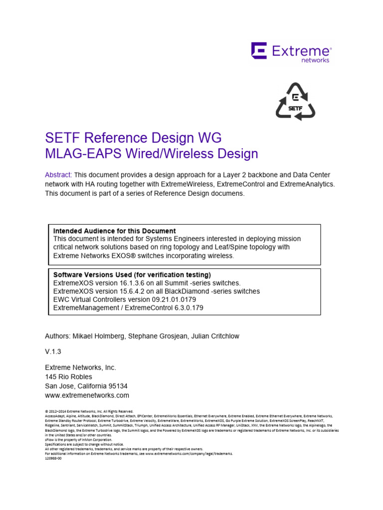 Setf Refdes WG Eaps Mlag Wireless SW v1.3 | PDF | Computer Network ...