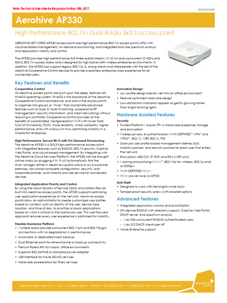 High-Performance 802.11n AP330 Access Point | PDF | Ieee 802.11 ...