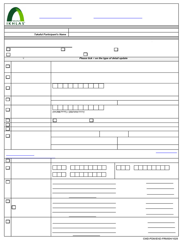 Borang Permohonan Perubahan Request For Change Form Version 004 1025 ...