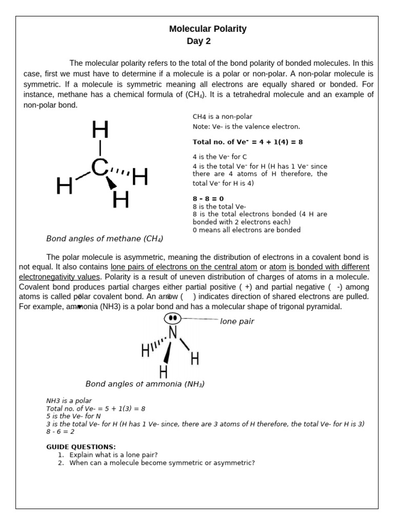 Understanding Molecular Polarity | PDF | Chemical Polarity | Chemical Bond