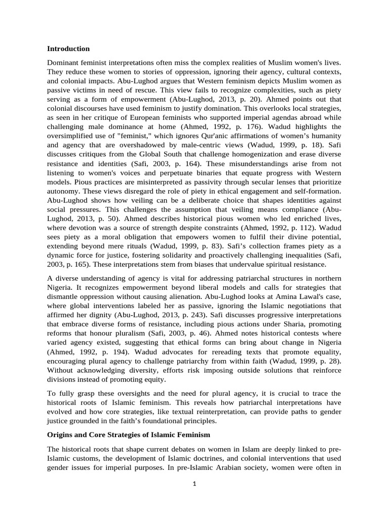 Apa Version of Islamic Feminism | PDF | Feminism | Gender Studies