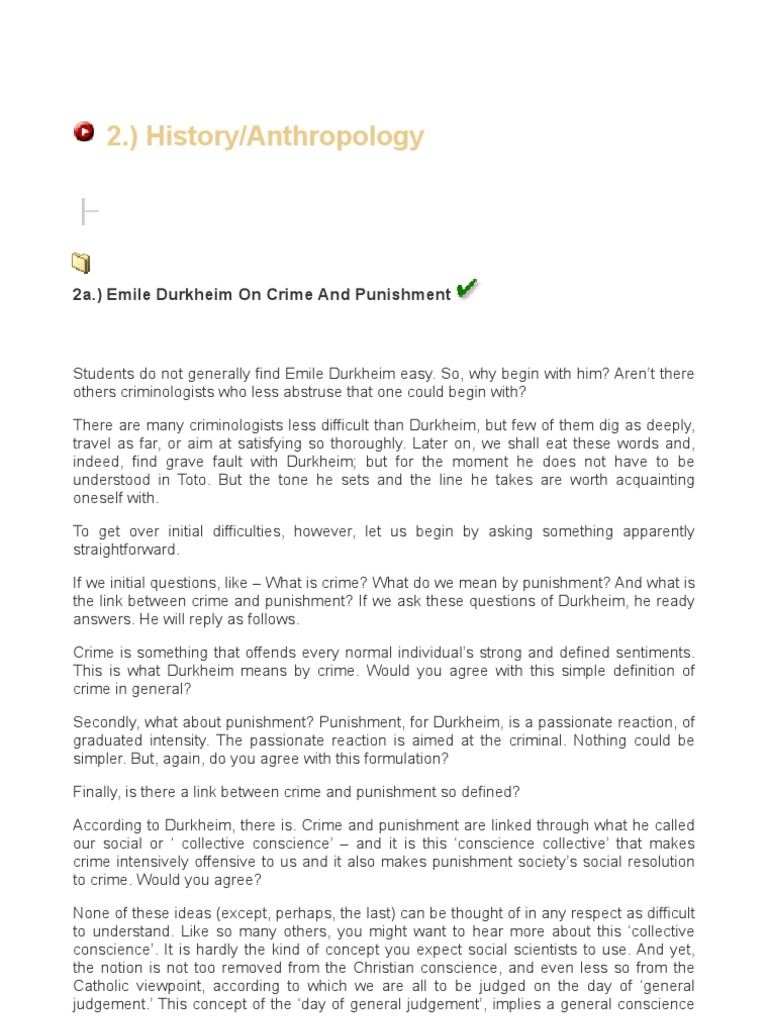 Durkheim's Theories on Crime and Punishment | PDF | Émile Durkheim ...