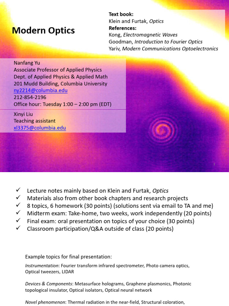 Modern Optics Course Overview | PDF | Optics | Coherence (Physics)