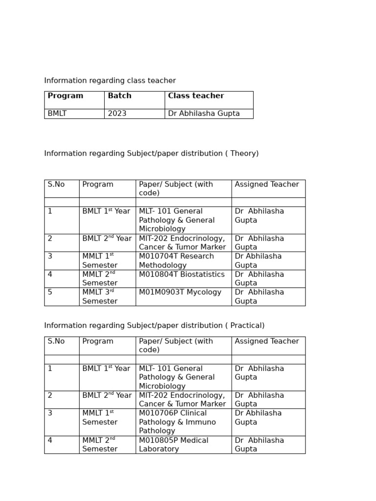 BMLT & MMLT Course Assignments 2023 | PDF