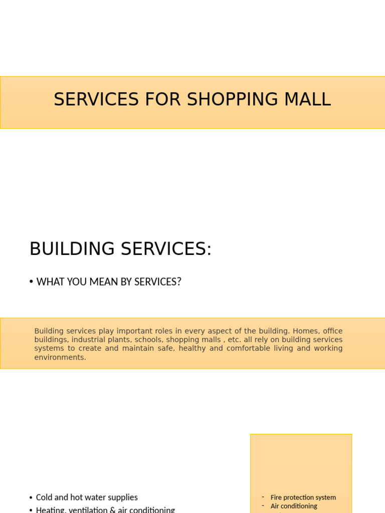 Essential Building Services for Malls | PDF | Fire Sprinkler System ...