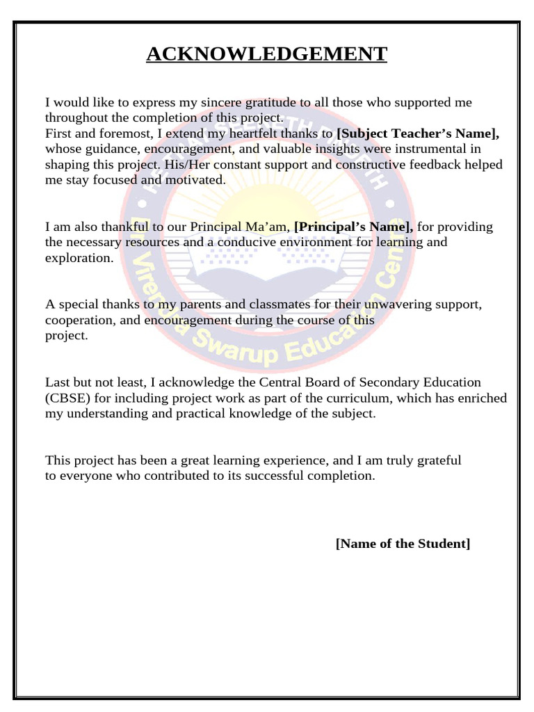 Project Acknowledgment and Gratitude | PDF