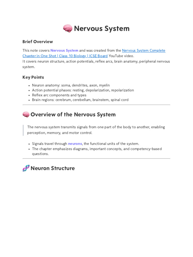 Nervous System Overview and Functions | PDF | Motor Neuron | Axon