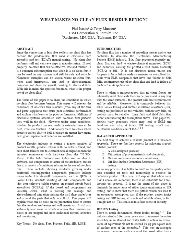 Understanding No-Clean Flux Safety | PDF | Soldering | Printed Circuit ...