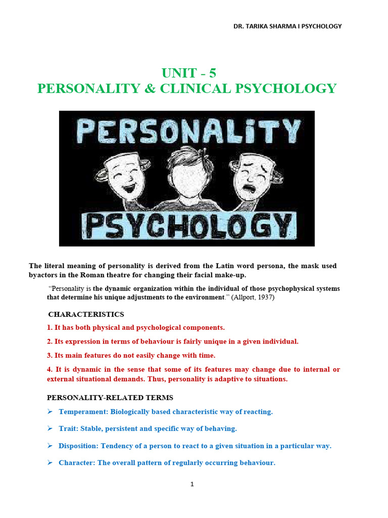 Personality Theories in Clinical Psychology | PDF | Psychotherapy ...