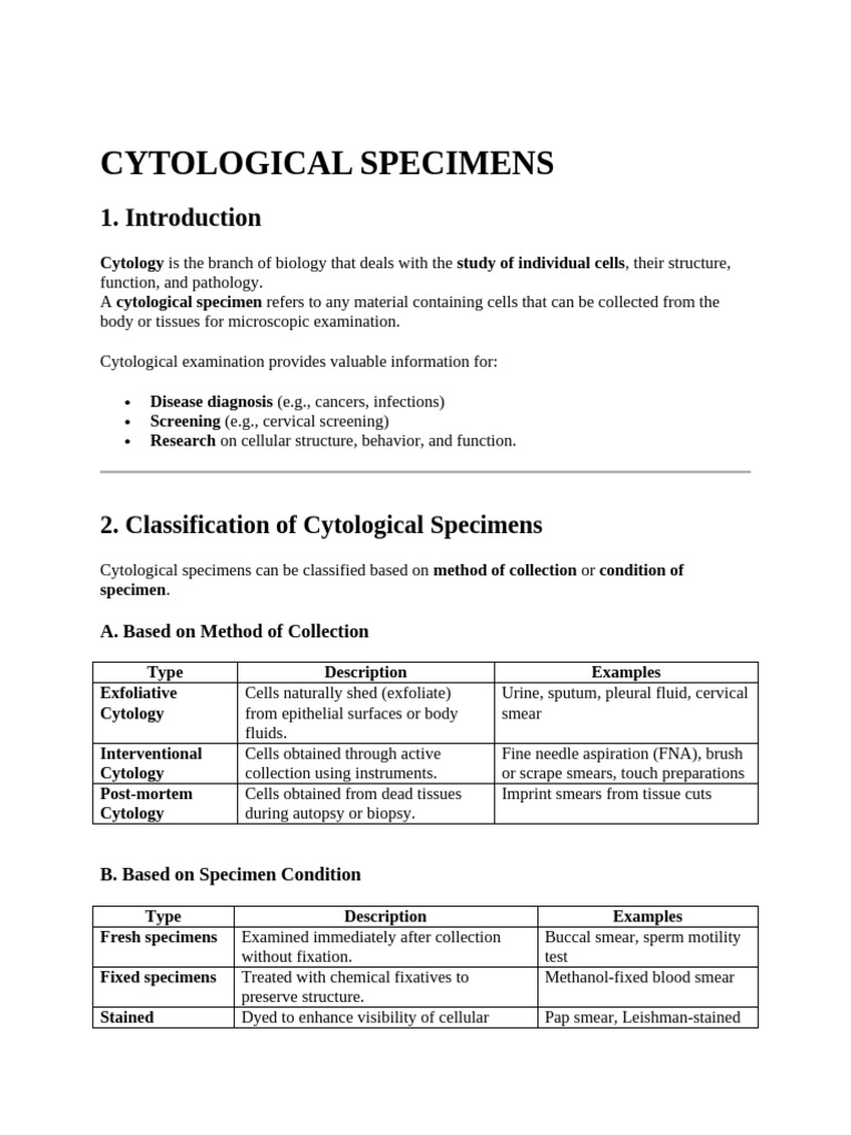Cytological Specimens | PDF | Cytopathology | Staining