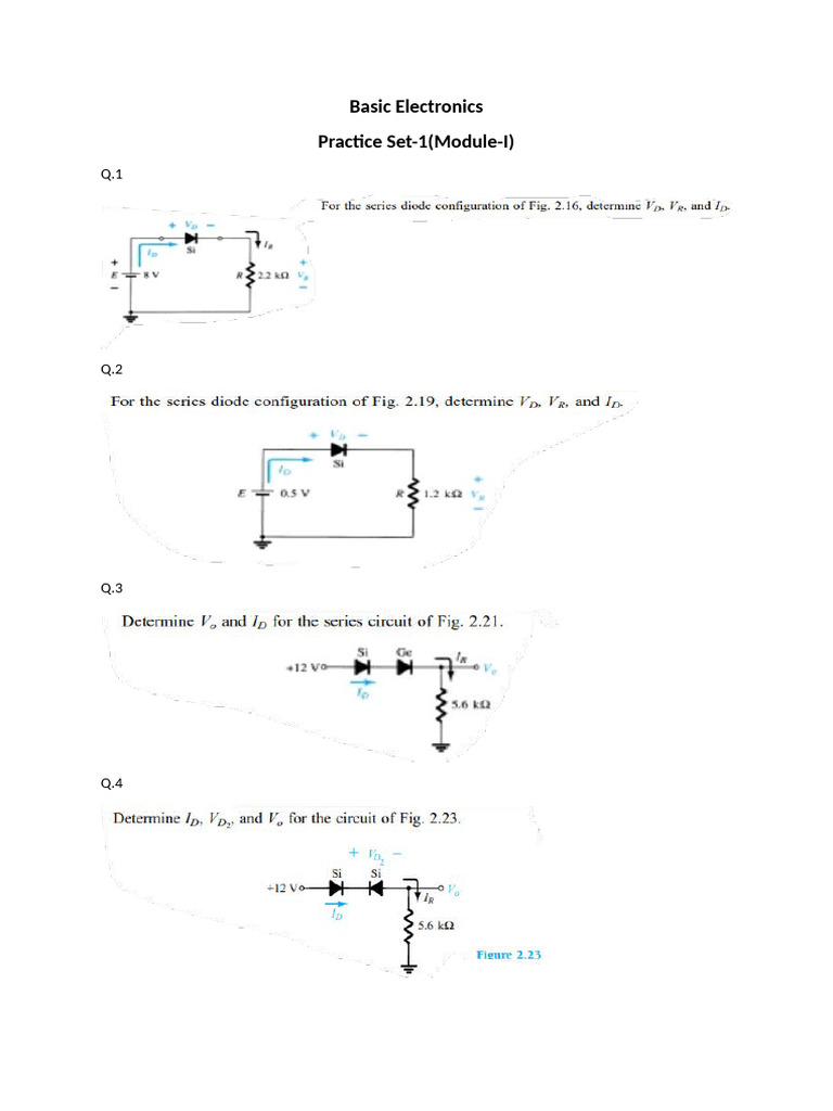 Basic Electronics Practice Set 1 | PDF