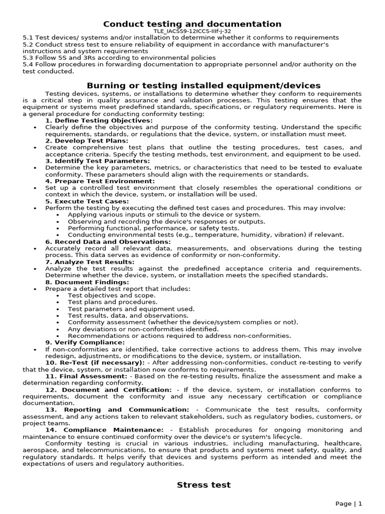 Conformity and Stress Testing Procedures | PDF | Hard Disk Drive | Booting
