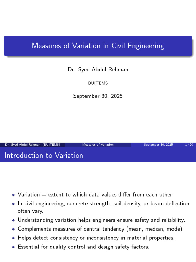 Understanding Variation in Civil Engineering | PDF | Standard Deviation ...