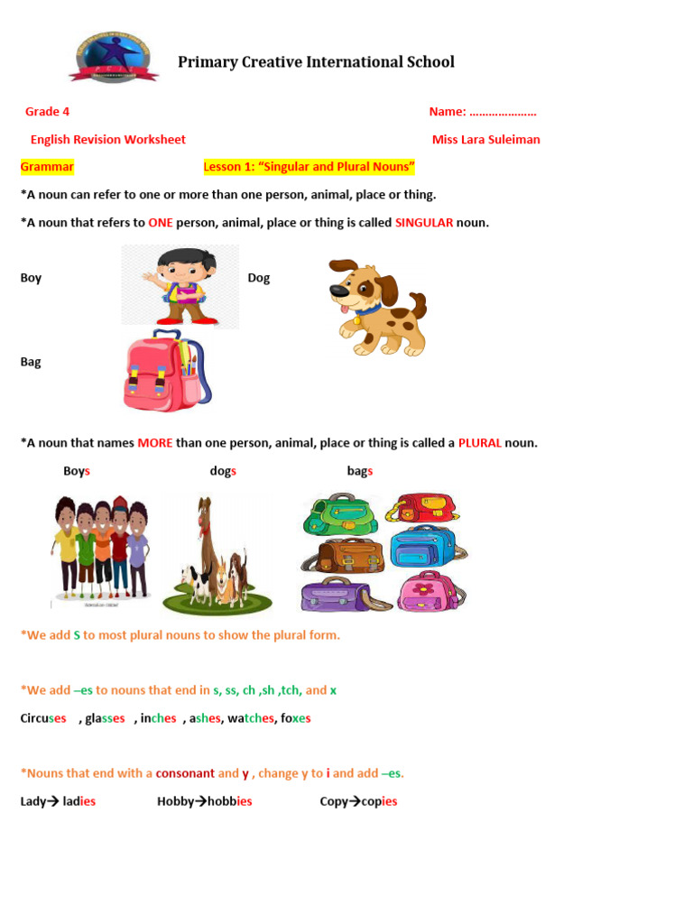 1st Semester Revision Answerkey | PDF | Plural | Grammatical Number