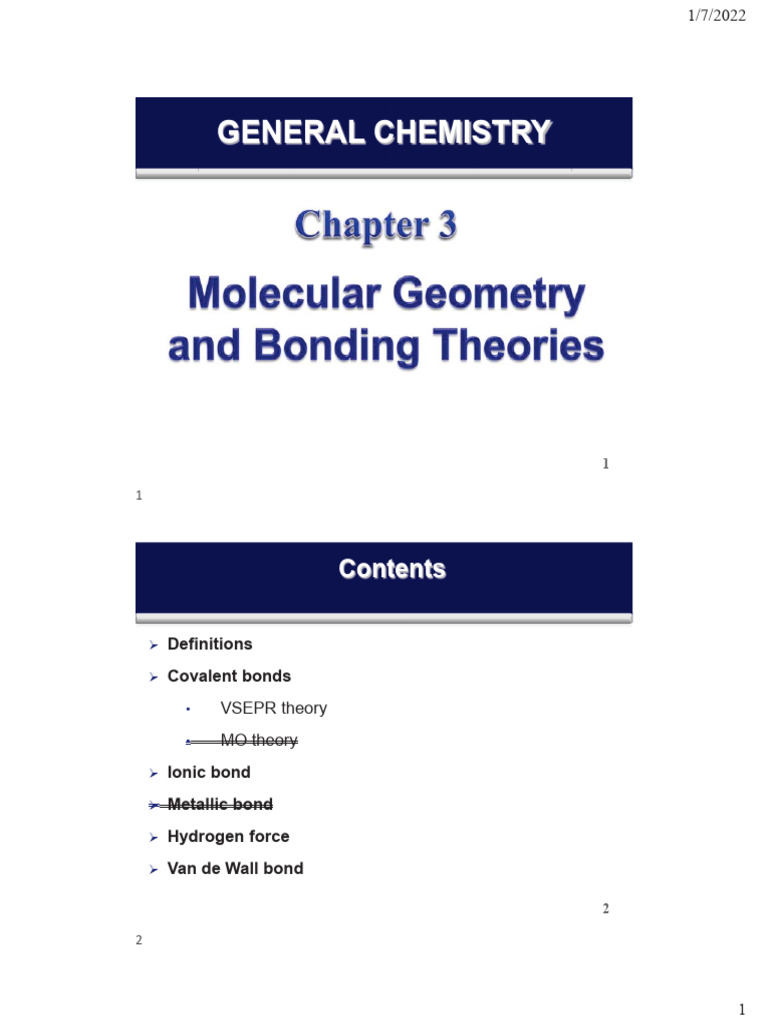 General Chemistry: Bonding and Geometry | PDF | Ion | Ionic Bonding