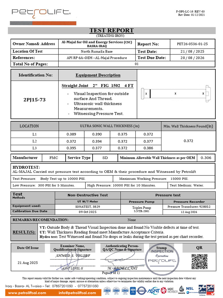 PET26-0536-01-25 2''_Straight_Joint_1502 4 FT (2PJ15-73) | PDF ...