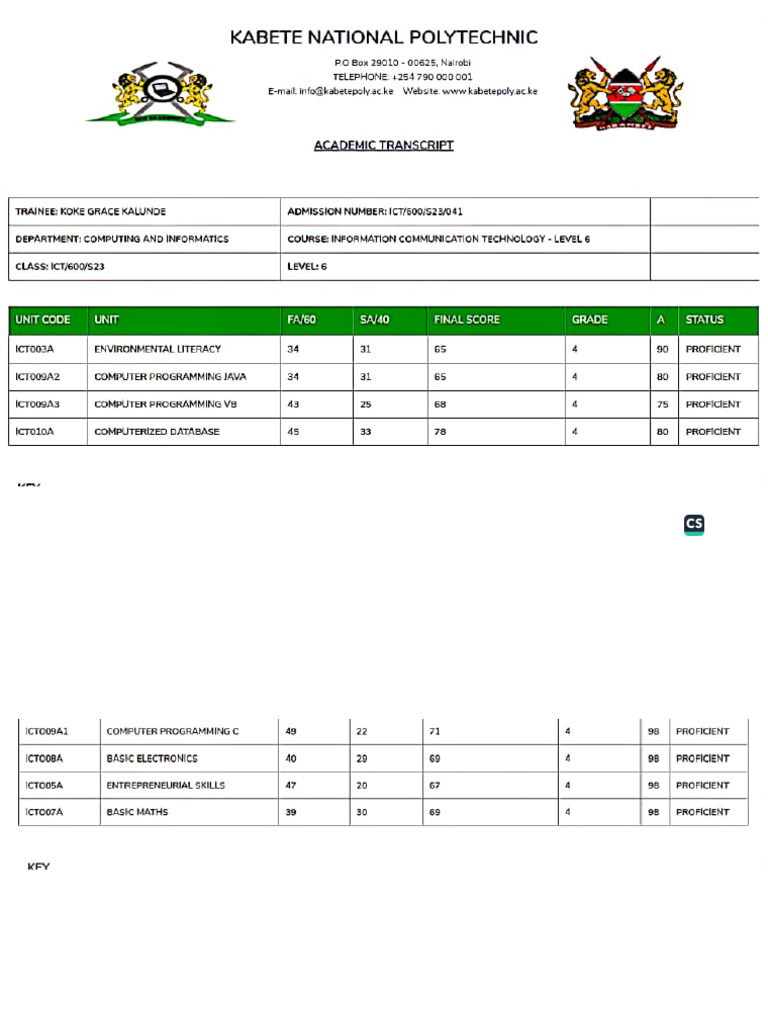Academic Transcript | PDF