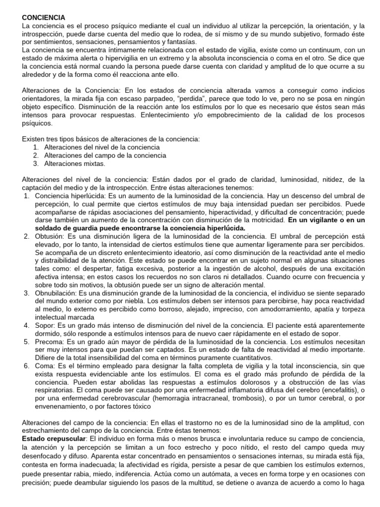 Alteraciones de la Conciencia y Orientación | PDF | Amnesia | Memoria
